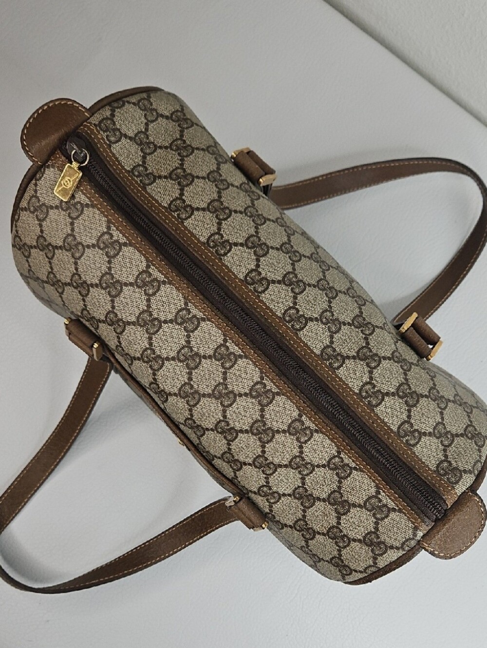 Authentic Gucci Monogram Supreme Classic Satchel Vintage Boston Handbag Purse - Picture 7 of 17